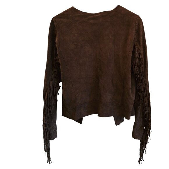 Edge Brown Suede Fringe Open Jacket 8 - Picture 3 of 9
